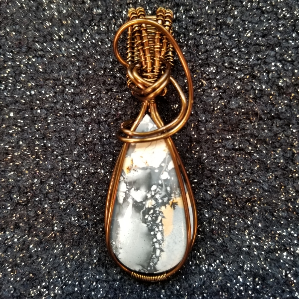 Maligano Jasper Wire Wrapped Pendant necklace